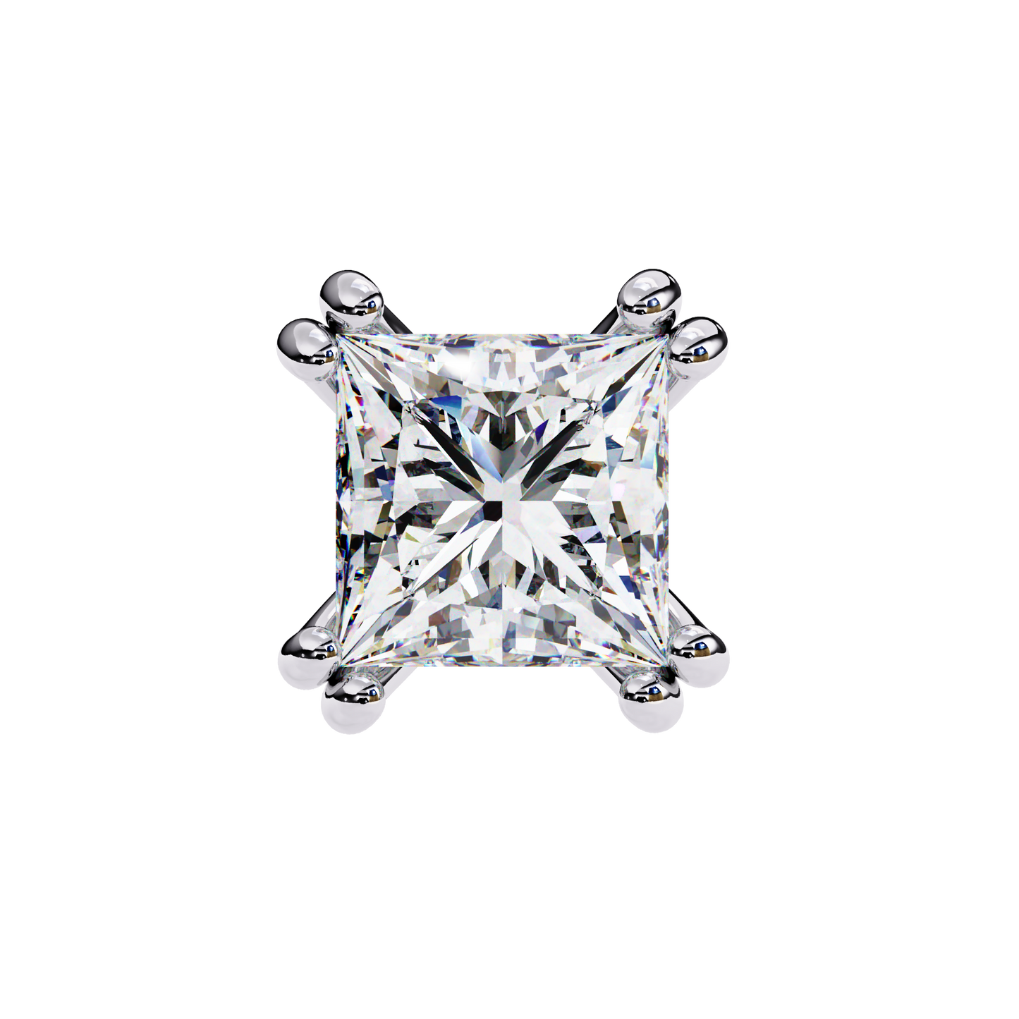 Luxury 3.04 ct Princess‑Cut Lab Diamond Stud Earrings – Guardian‑Back, Ethical Elegance