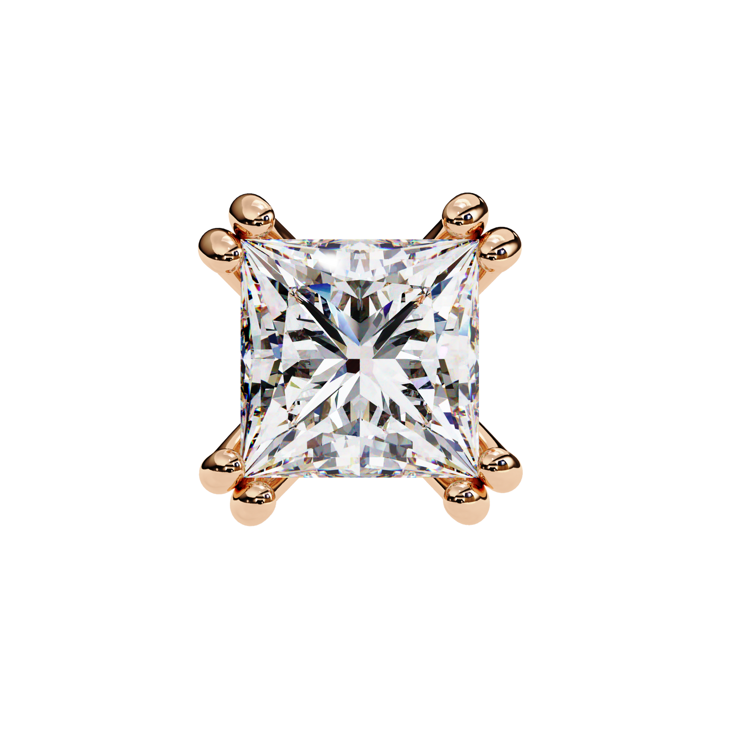 Luxury 3.04 ct Princess‑Cut Lab Diamond Stud Earrings – Guardian‑Back, Ethical Elegance