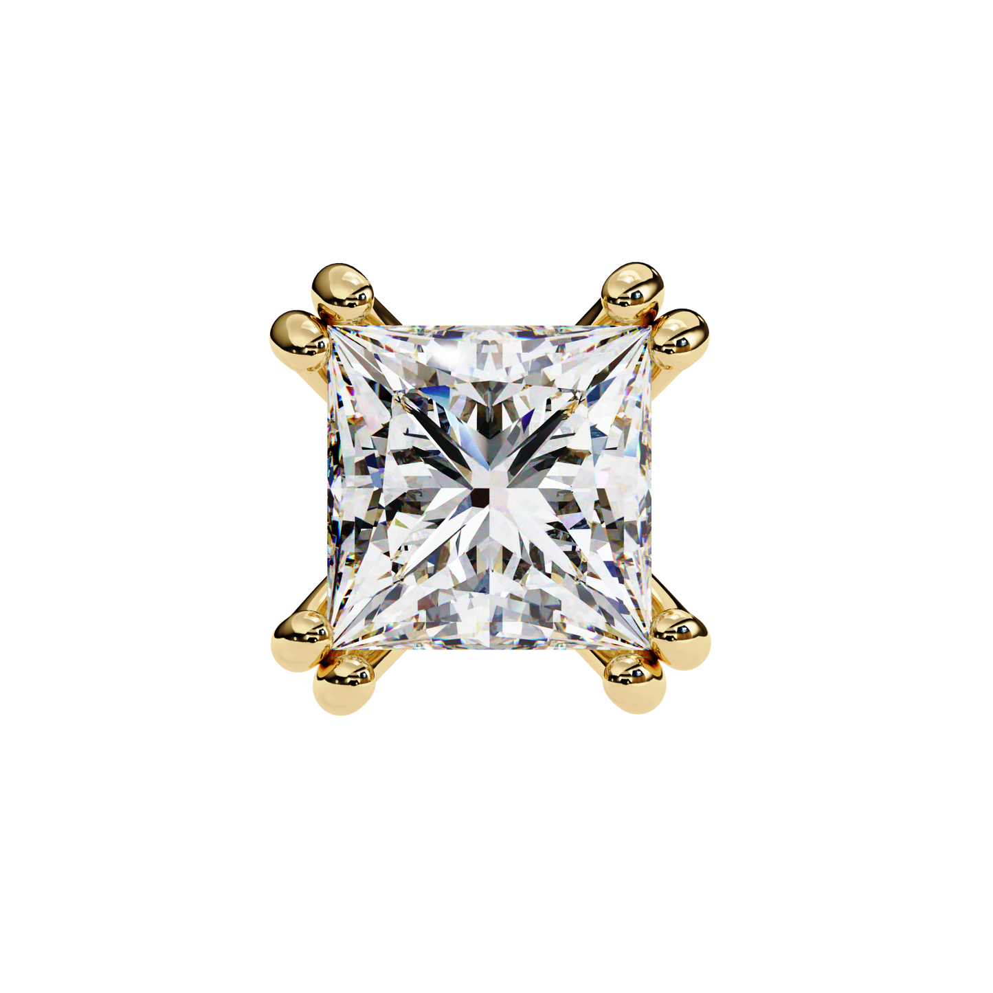 Luxury 3.04 ct Princess‑Cut Lab Diamond Stud Earrings – Guardian‑Back, Ethical Elegance