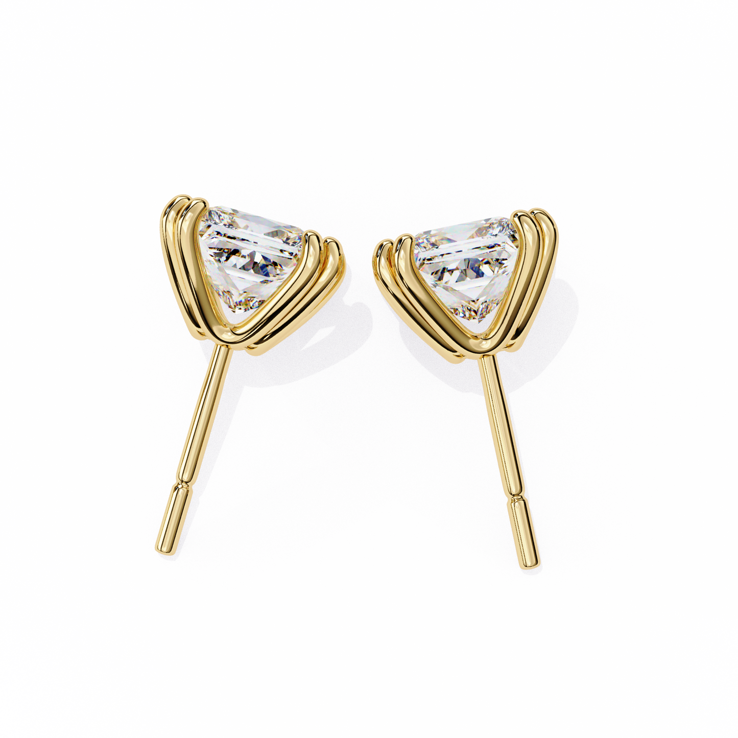 Luxury 3.04 ct Princess‑Cut Lab Diamond Stud Earrings – Guardian‑Back, Ethical Elegance