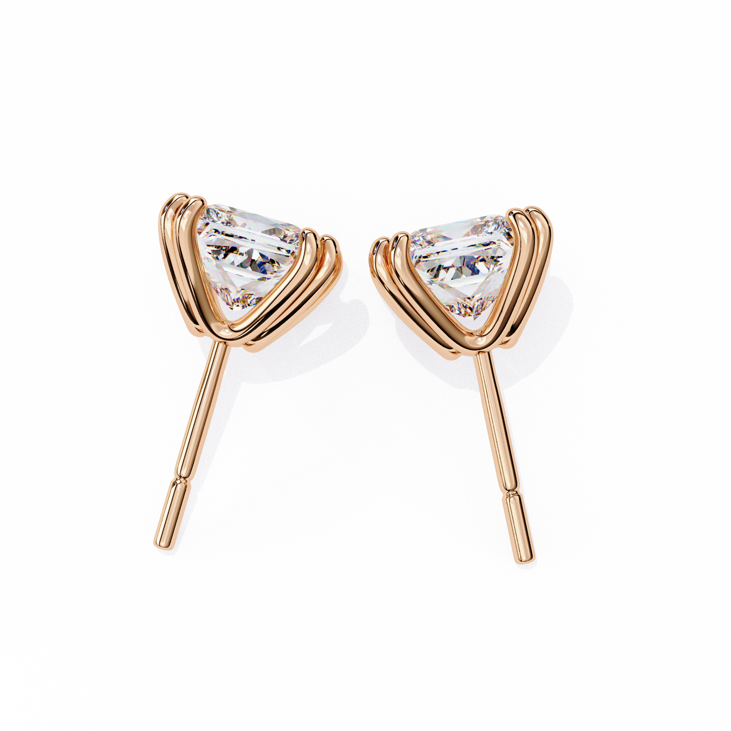Luxury 3.04 ct Princess‑Cut Lab Diamond Stud Earrings – Guardian‑Back, Ethical Elegance
