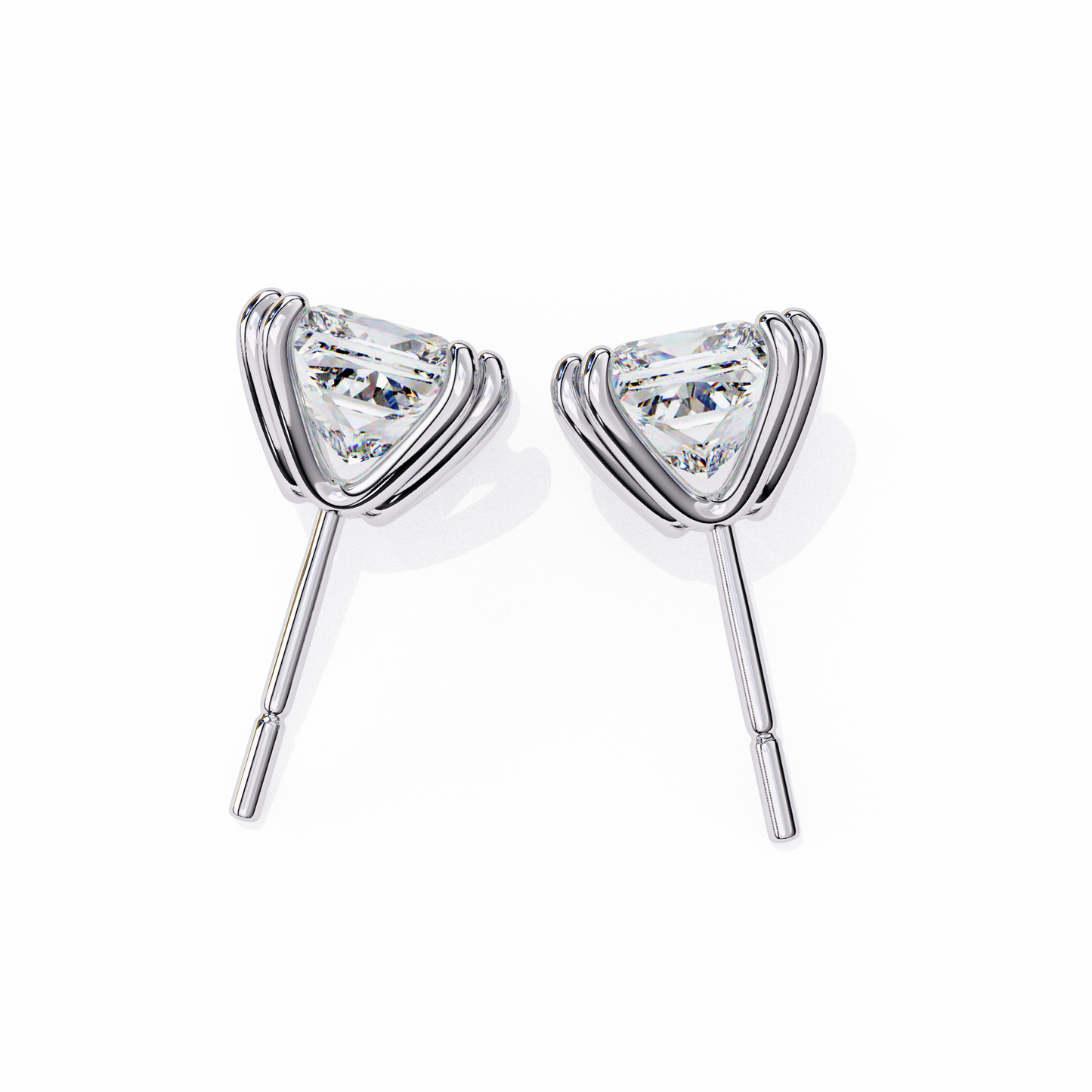 Luxury 3.04 ct Princess‑Cut Lab Diamond Stud Earrings – Guardian‑Back, Ethical Elegance