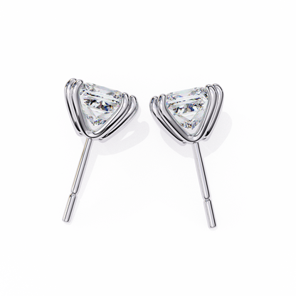 Luxury 3.04 ct Princess‑Cut Lab Diamond Stud Earrings – Guardian‑Back, Ethical Elegance