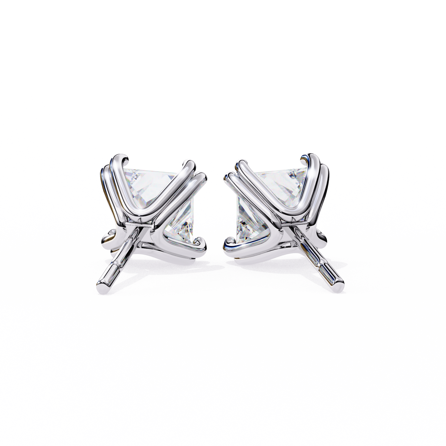 Luxury 3.04 ct Princess‑Cut Lab Diamond Stud Earrings – Guardian‑Back, Ethical Elegance