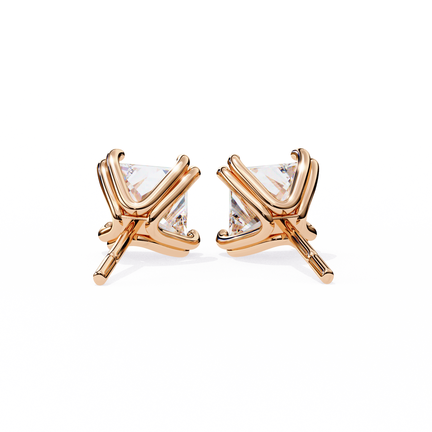 Luxury 3.04 ct Princess‑Cut Lab Diamond Stud Earrings – Guardian‑Back, Ethical Elegance