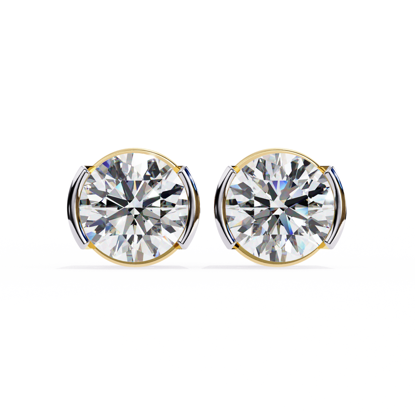 2.57 ct Round Lab‑Grown Diamond Studs – Minimalist Sculptural Form