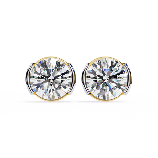 2.57 ct Round Lab‑Grown Diamond Studs – Minimalist Sculptural Form