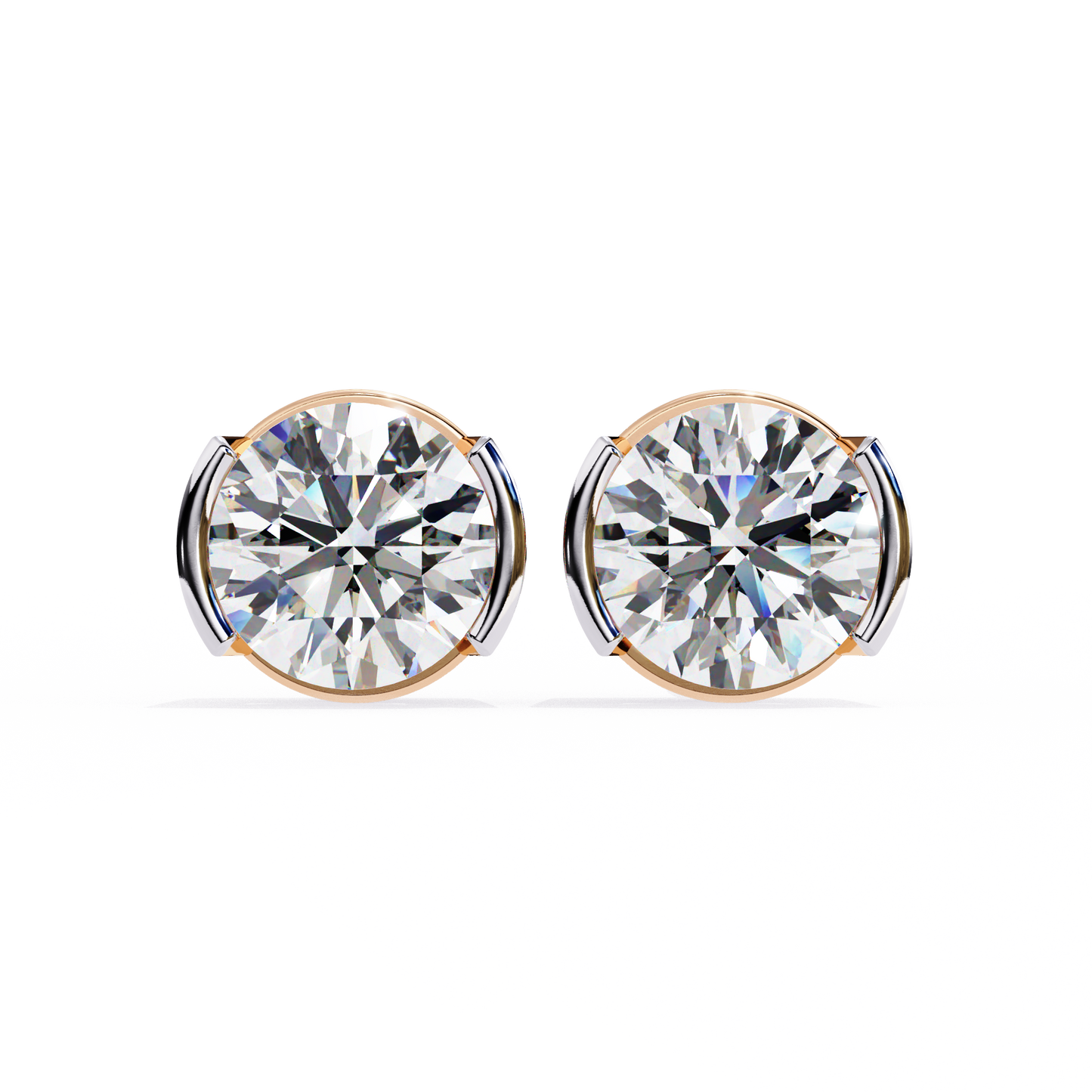 2.57 ct Round Lab‑Grown Diamond Studs – Minimalist Sculptural Form