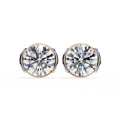 2.57 ct Round Lab‑Grown Diamond Studs – Minimalist Sculptural Form