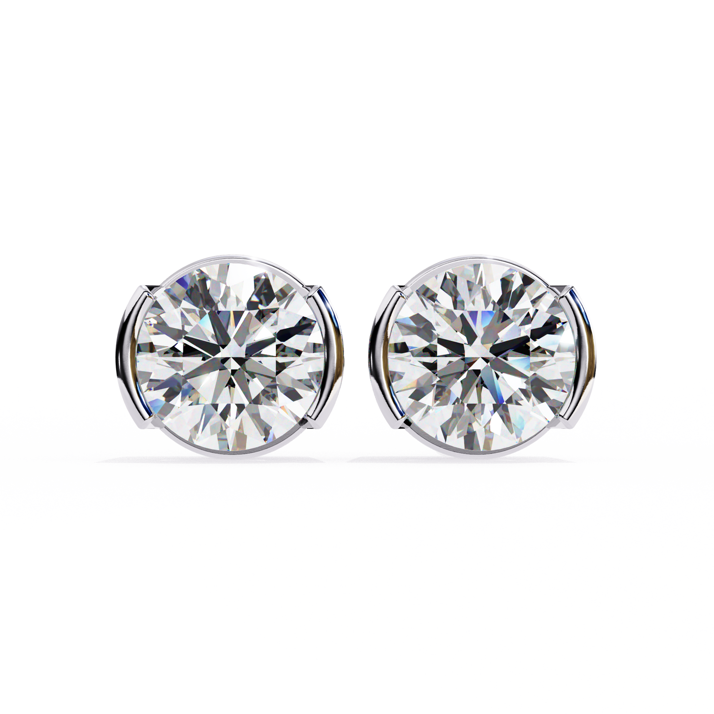 2.57 ct Round Lab‑Grown Diamond Studs – Minimalist Sculptural Form