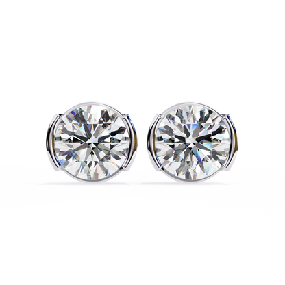 2.57 ct Round Lab‑Grown Diamond Studs – Minimalist Sculptural Form