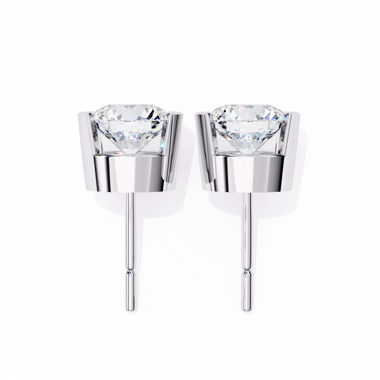 2.57 ct Round Lab‑Grown Diamond Studs – Minimalist Sculptural Form