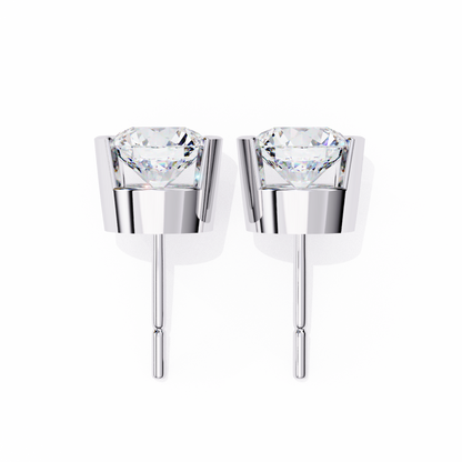 2.57 ct Round Lab‑Grown Diamond Studs – Minimalist Sculptural Form