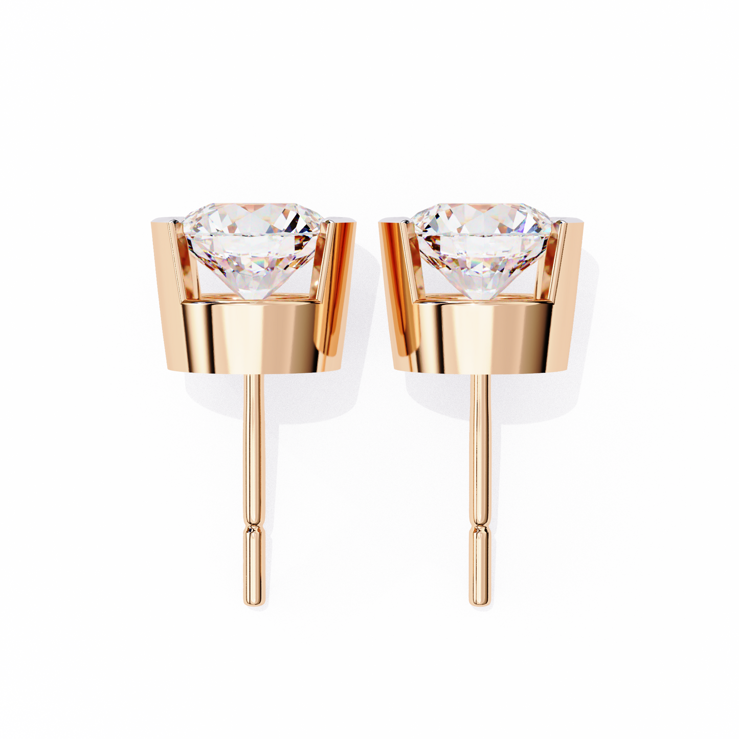 2.57 ct Round Lab‑Grown Diamond Studs – Minimalist Sculptural Form