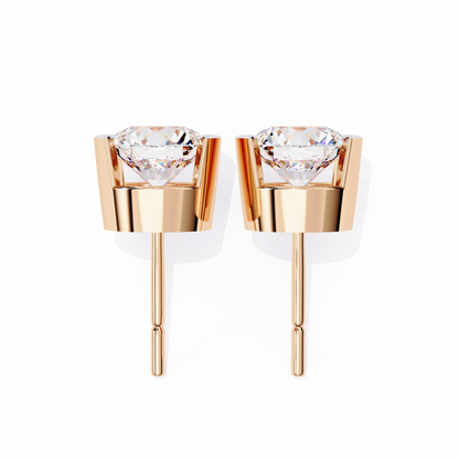 2.57 ct Round Lab‑Grown Diamond Studs – Minimalist Sculptural Form
