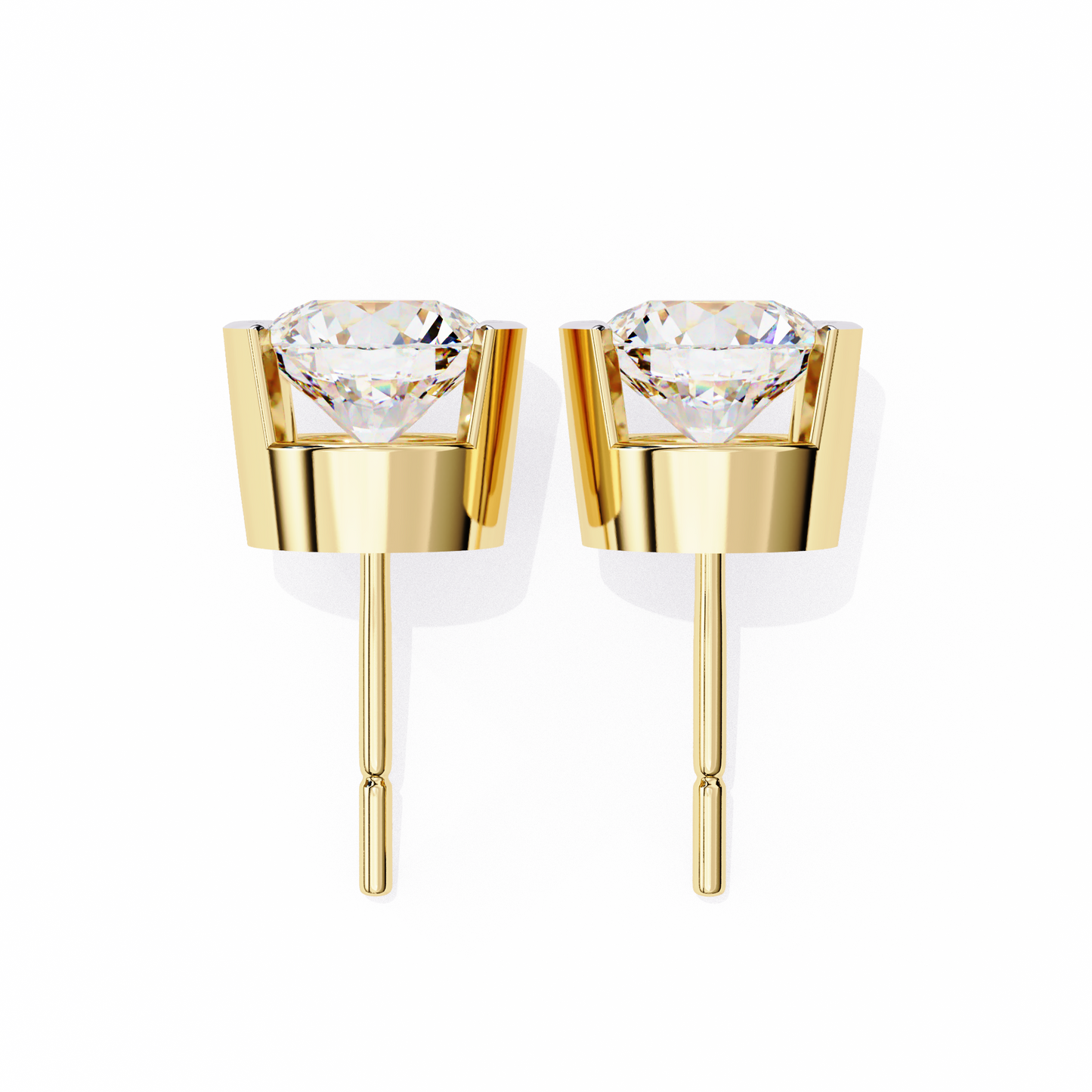 2.57 ct Round Lab‑Grown Diamond Studs – Minimalist Sculptural Form