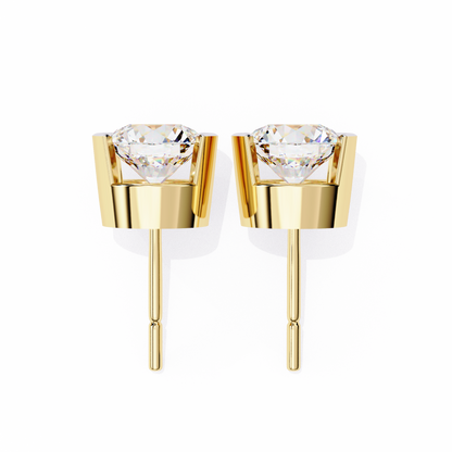 2.57 ct Round Lab‑Grown Diamond Studs – Minimalist Sculptural Form