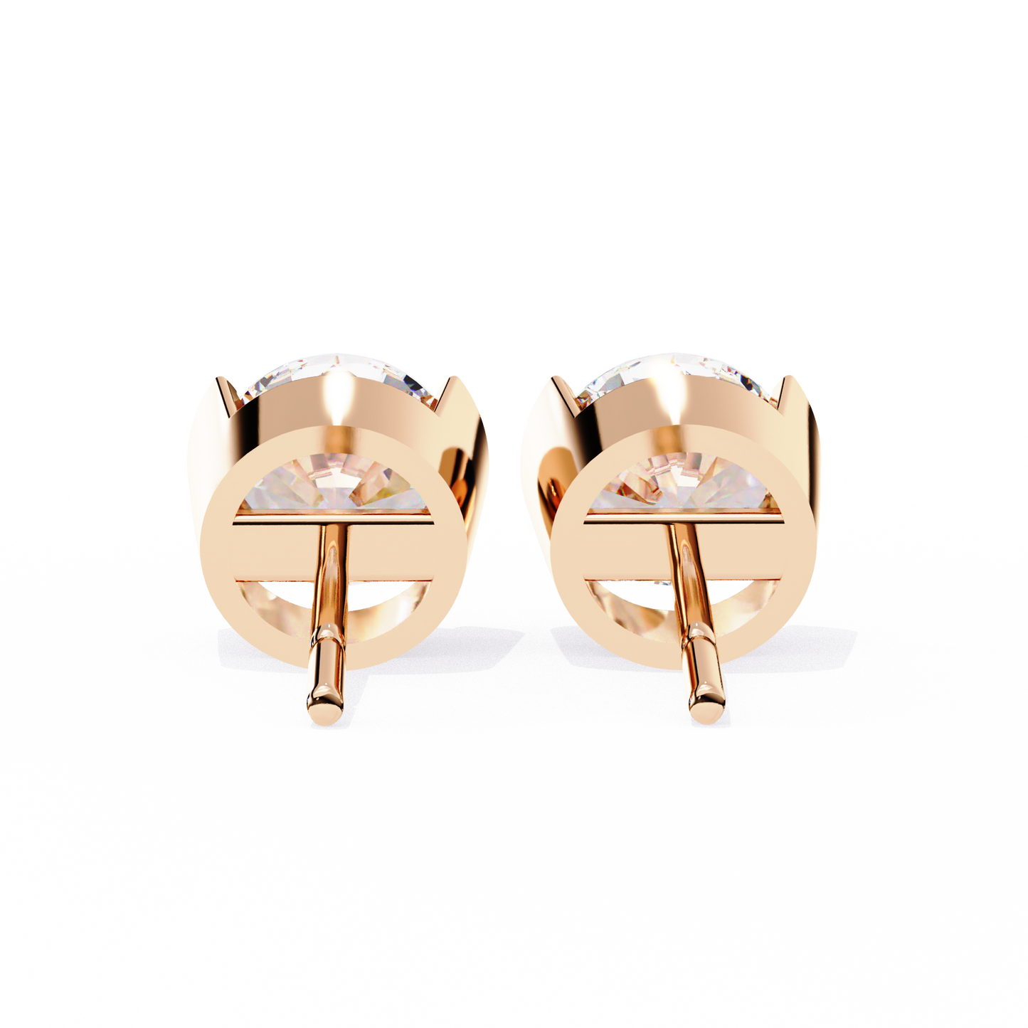 2.57 ct Round Lab‑Grown Diamond Studs – Minimalist Sculptural Form