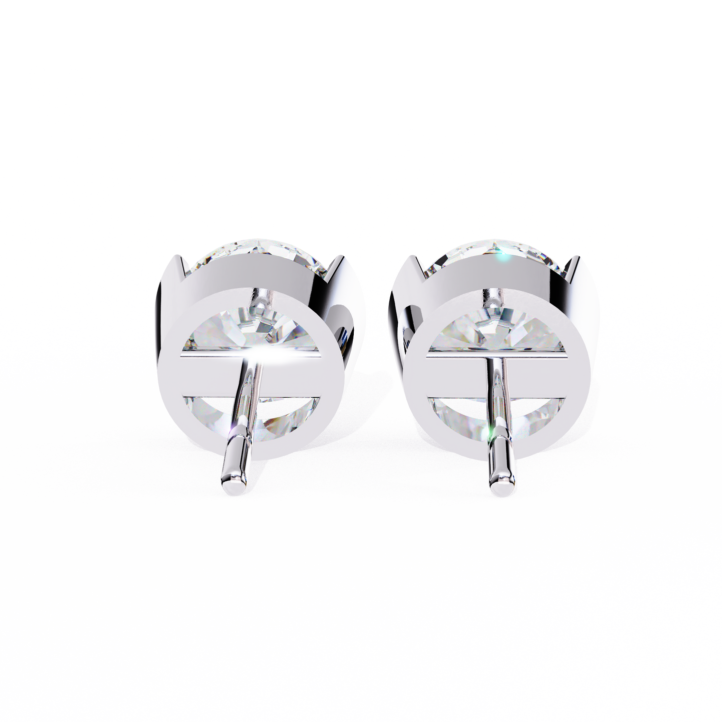 2.57 ct Round Lab‑Grown Diamond Studs – Minimalist Sculptural Form