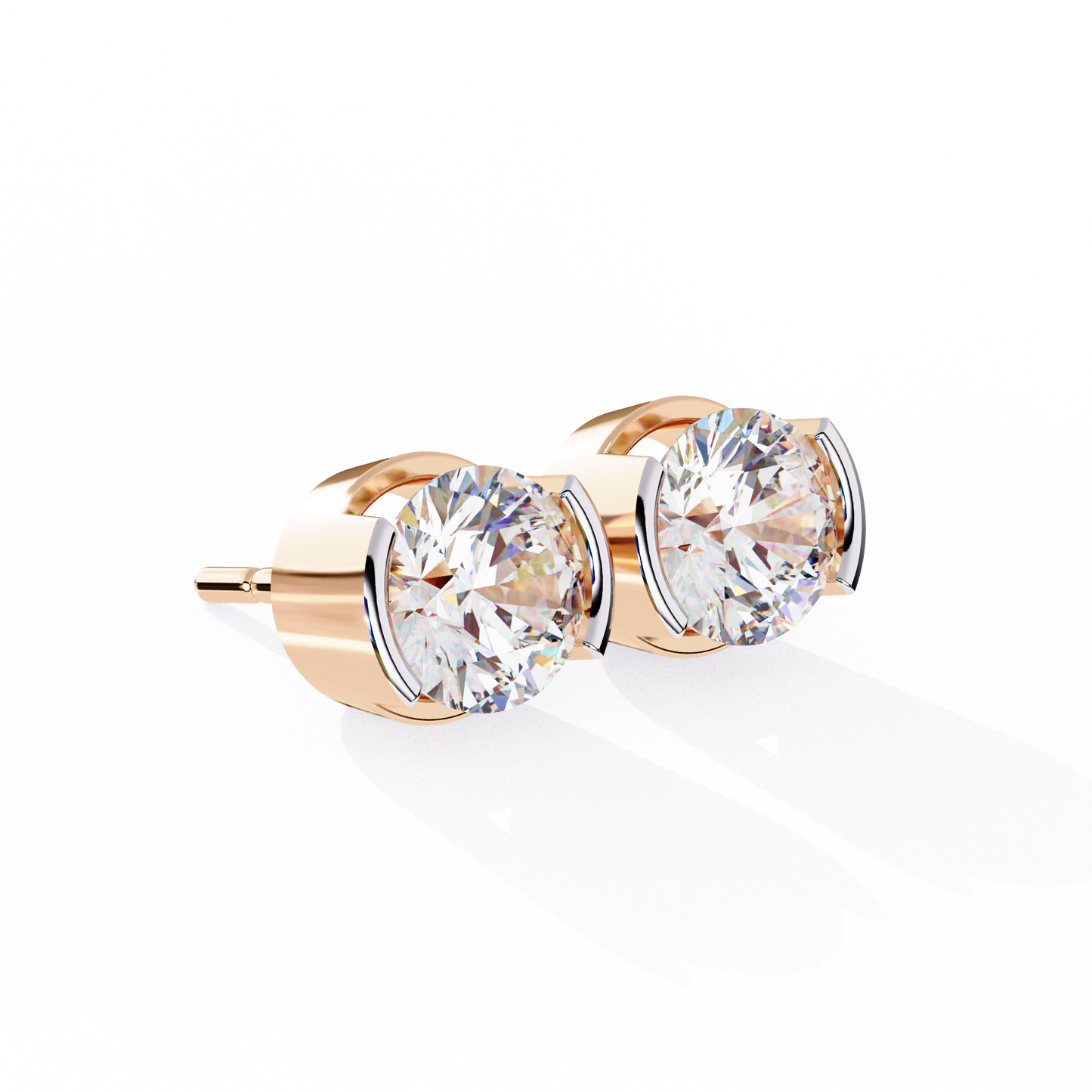 2.57 ct Round Lab‑Grown Diamond Studs – Minimalist Sculptural Form