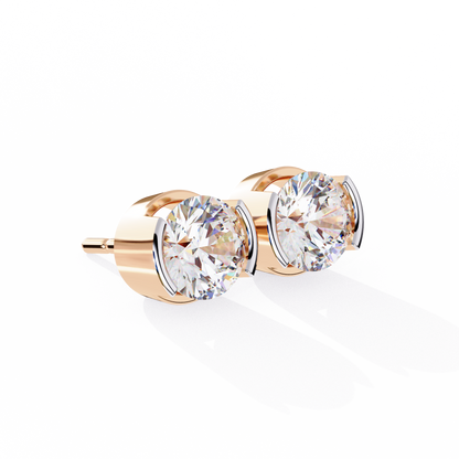 2.57 ct Round Lab‑Grown Diamond Studs – Minimalist Sculptural Form