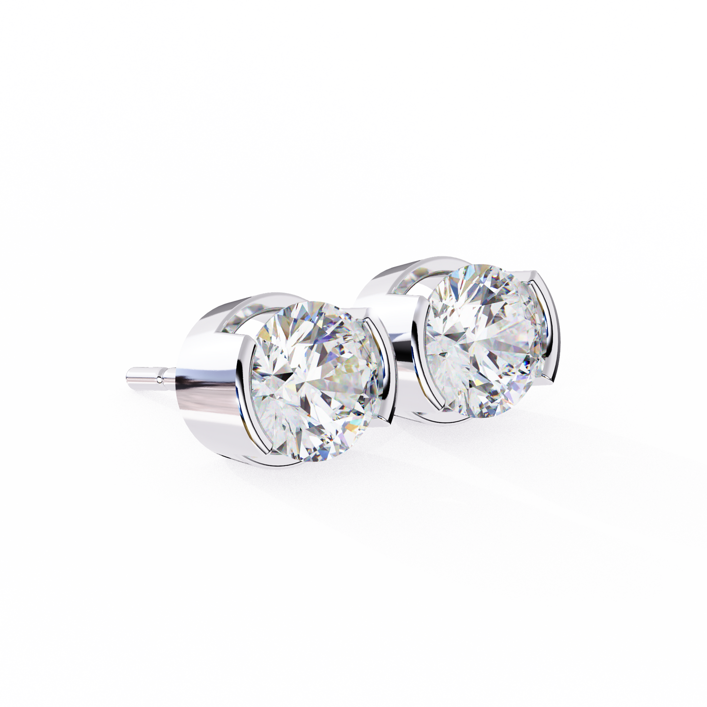 2.57 ct Round Lab‑Grown Diamond Studs – Minimalist Sculptural Form
