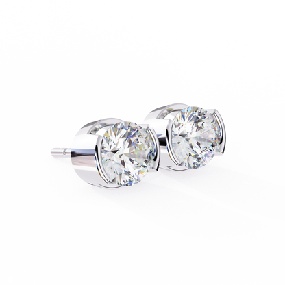 2.57 ct Round Lab‑Grown Diamond Studs – Minimalist Sculptural Form