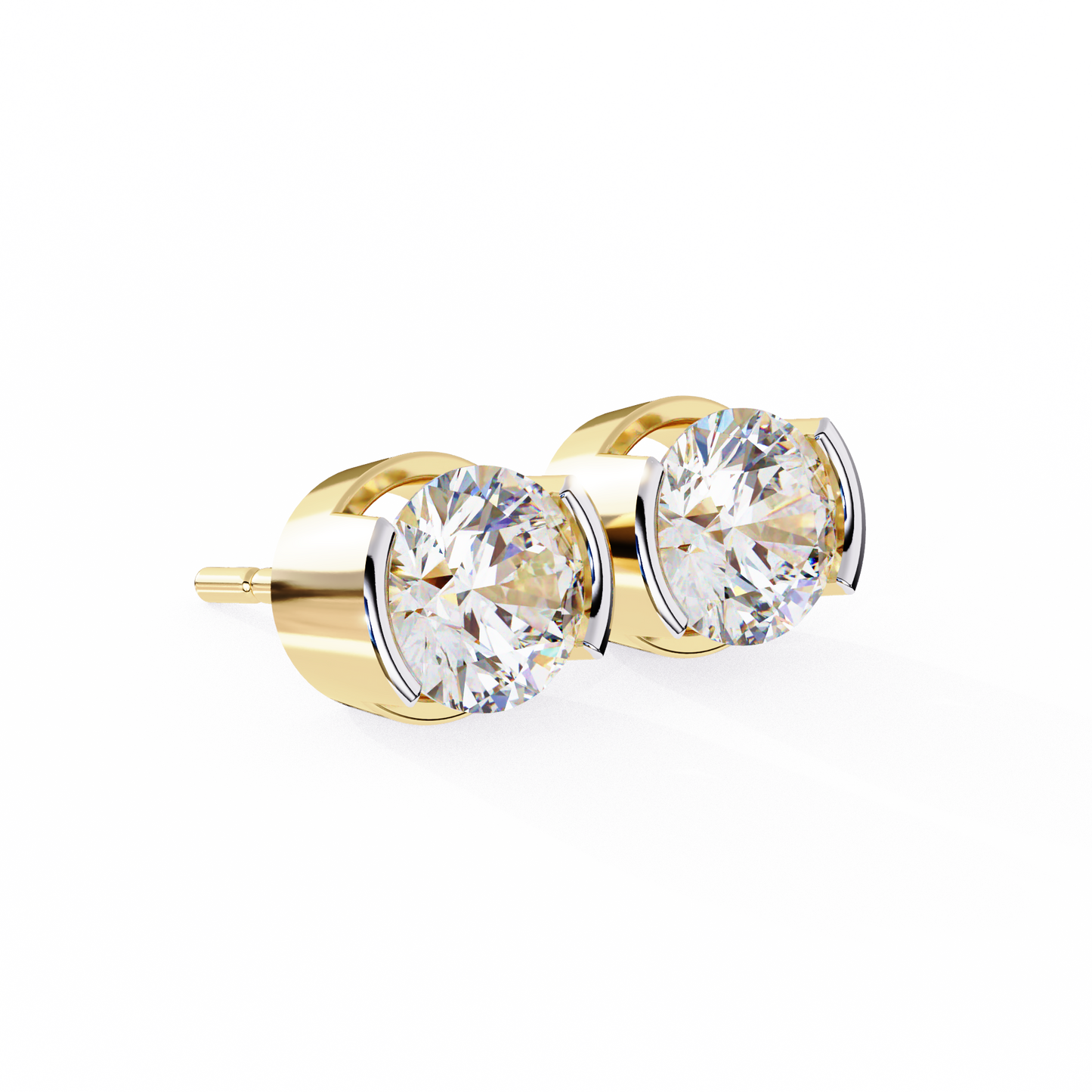 2.57 ct Round Lab‑Grown Diamond Studs – Minimalist Sculptural Form