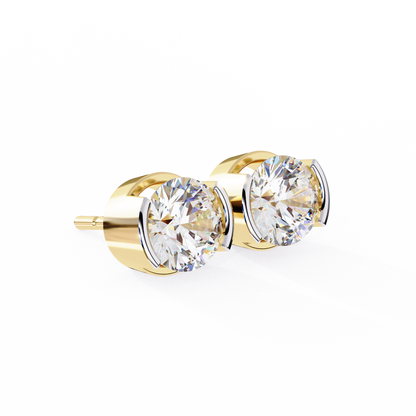 2.57 ct Round Lab‑Grown Diamond Studs – Minimalist Sculptural Form
