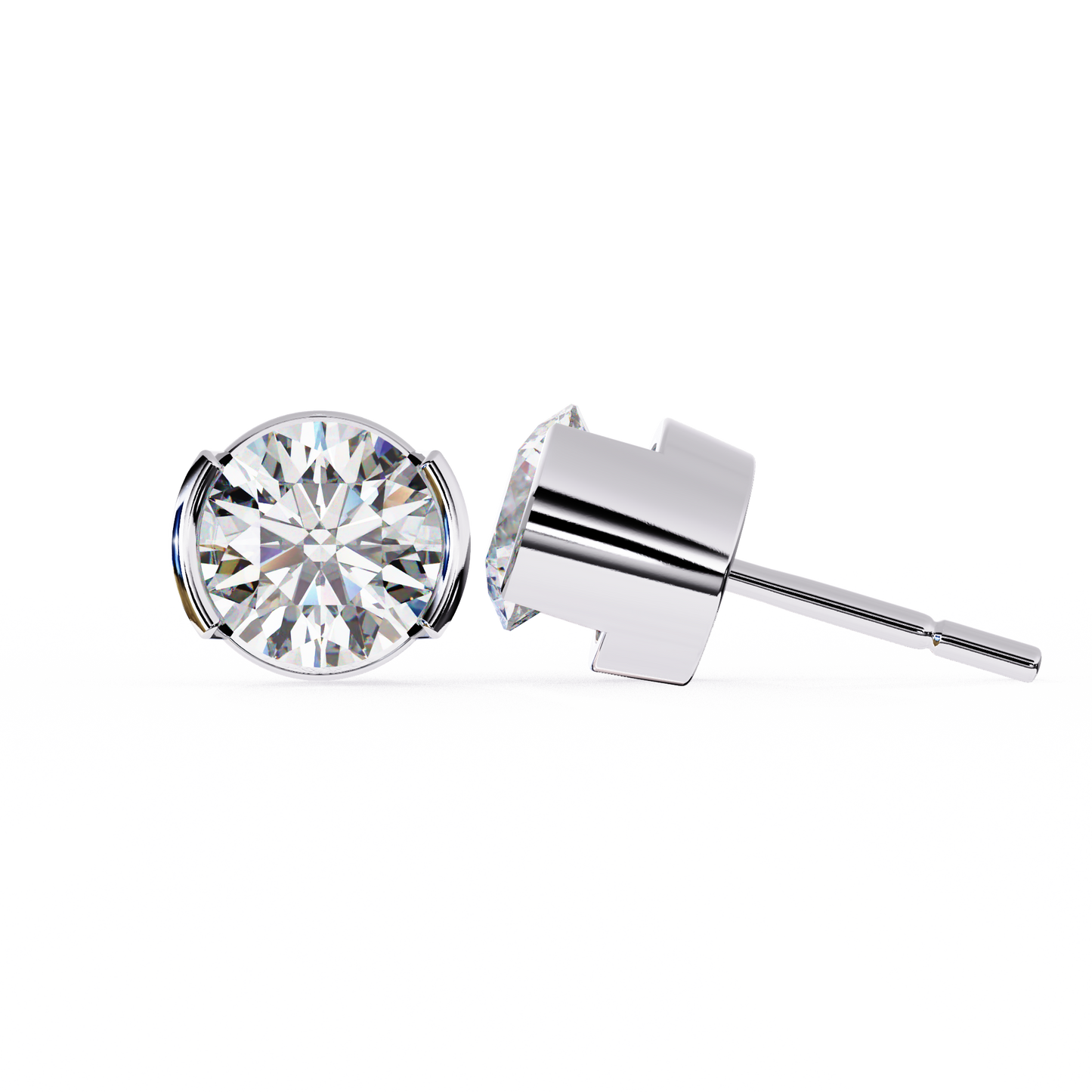 2.57 ct Round Lab‑Grown Diamond Studs – Minimalist Sculptural Form