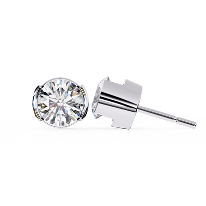 2.57 ct Round Lab‑Grown Diamond Studs – Minimalist Sculptural Form