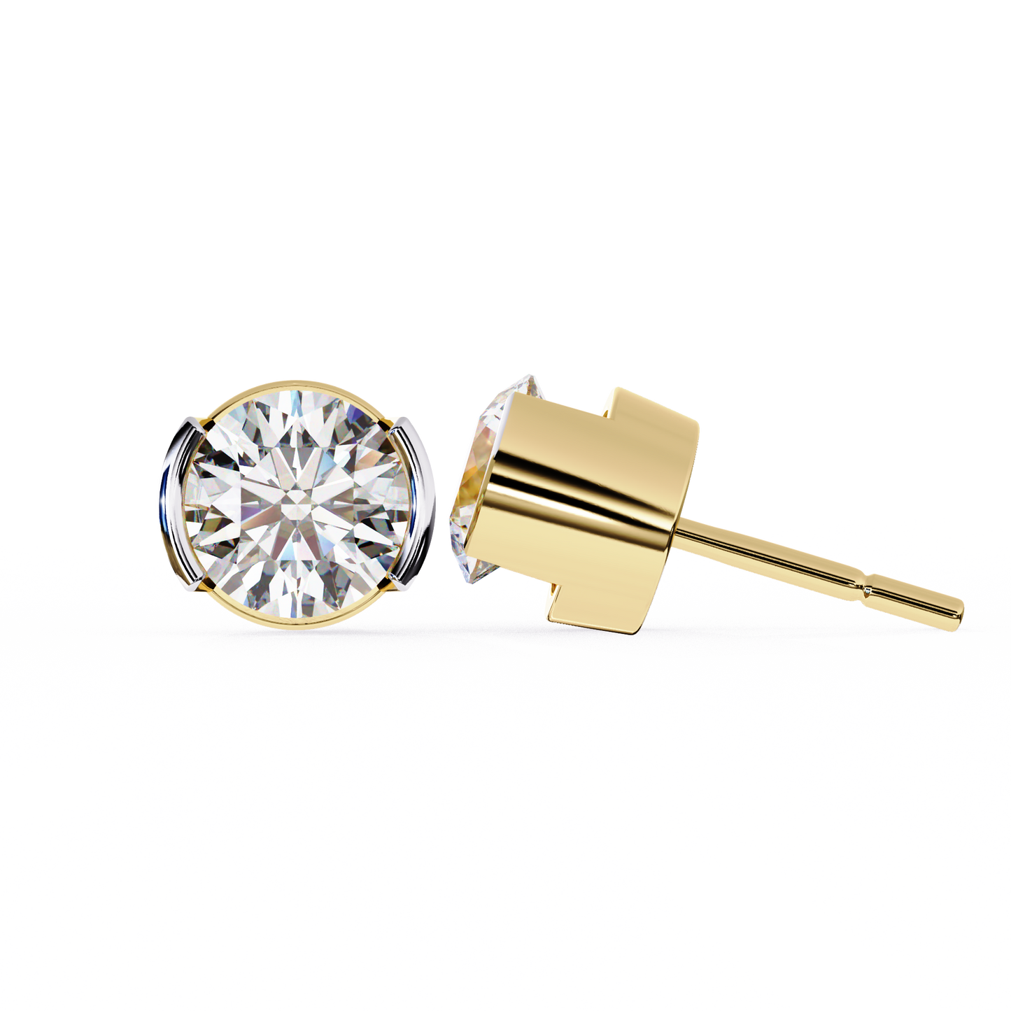 2.57 ct Round Lab‑Grown Diamond Studs – Minimalist Sculptural Form