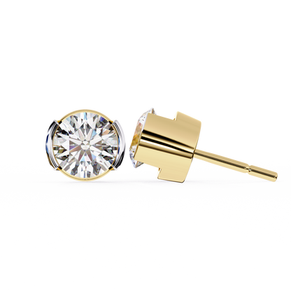 2.57 ct Round Lab‑Grown Diamond Studs – Minimalist Sculptural Form