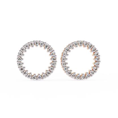 Delicate 0.30 ct Round Lab Diamond  Circular  Earrings –  Minimalist Aesthetic