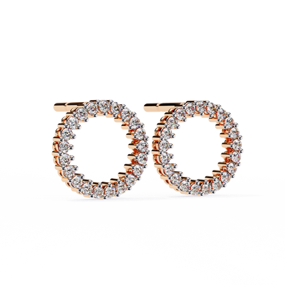 Delicate 0.30 ct Round Lab Diamond  Circular  Earrings –  Minimalist Aesthetic