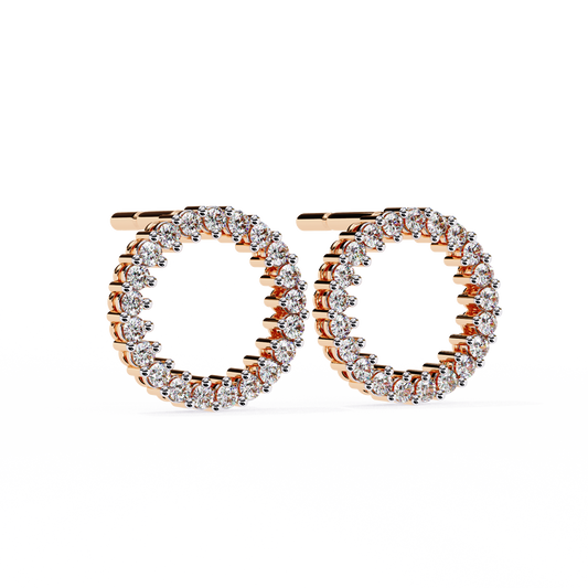 Delicate 0.30 ct Round Lab Diamond  Circular  Earrings –  Minimalist Aesthetic