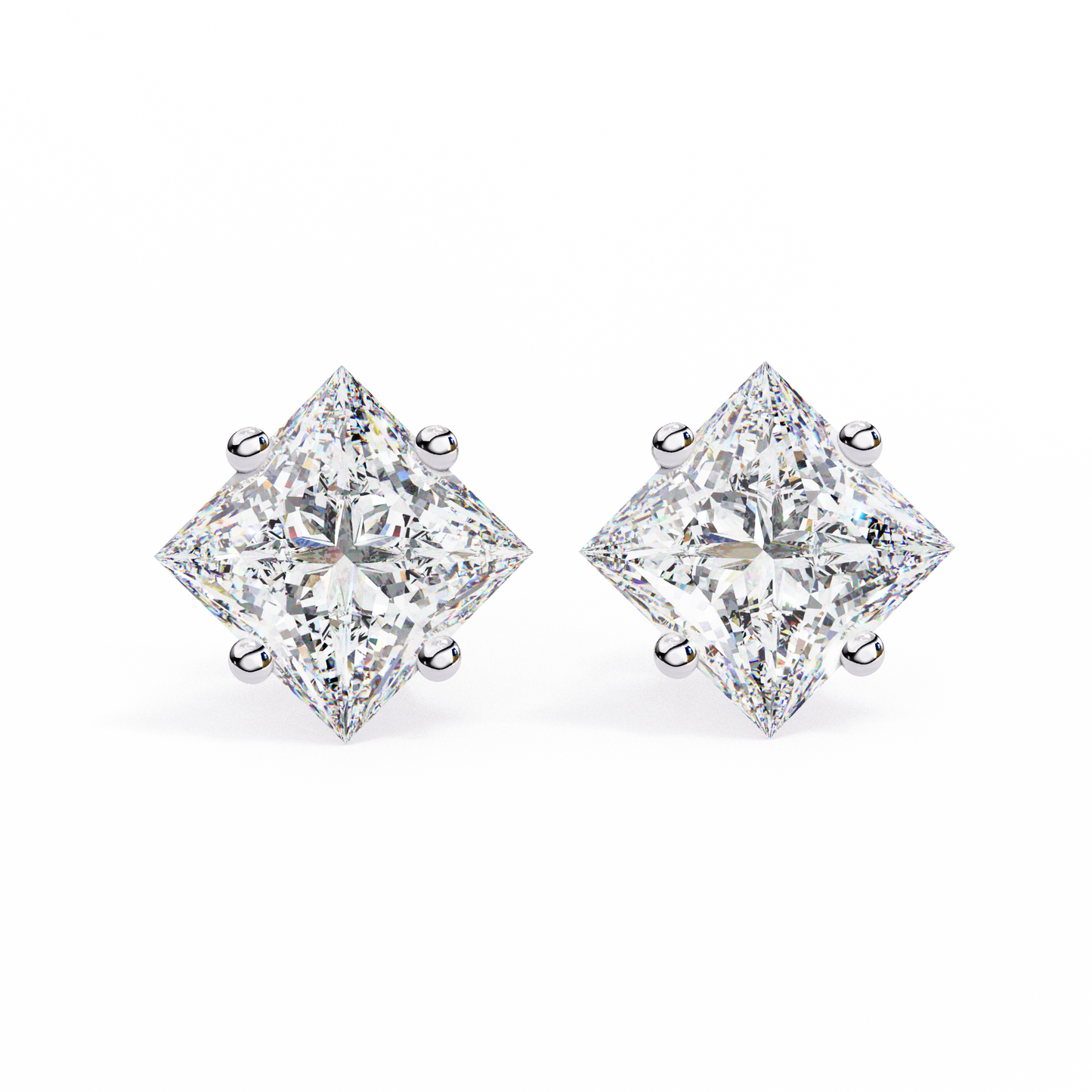 Princess Cut 2.5 Carat Lab Diamond Studs – Classic Elegance