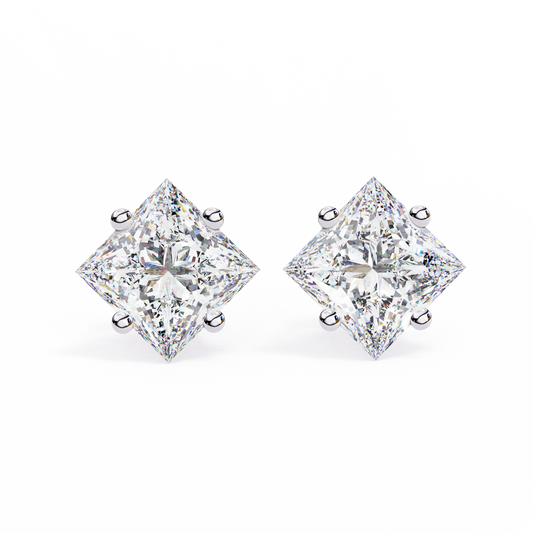Princess Cut 2.5 Carat Lab Diamond Studs – Classic Elegance