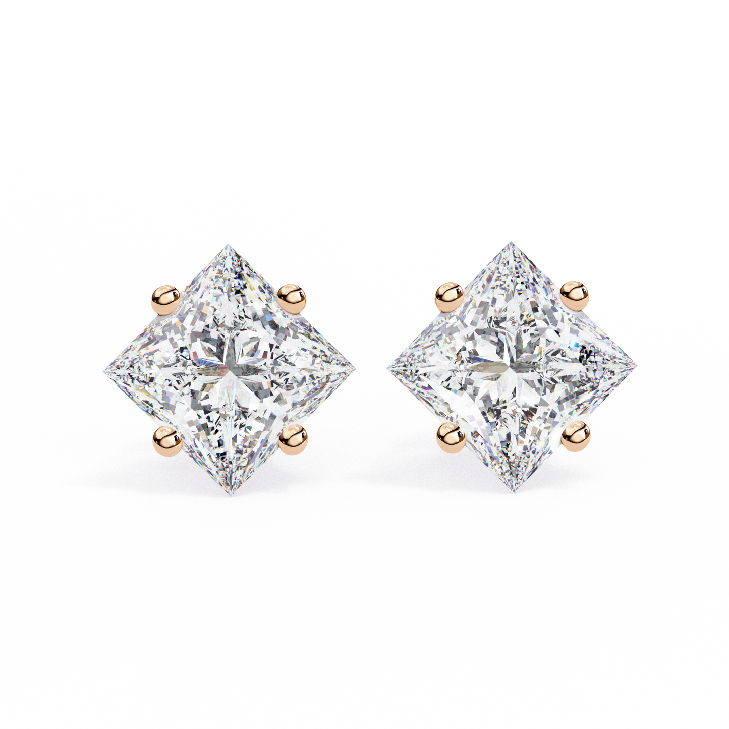 Princess Cut 2.5 Carat Lab Diamond Studs – Classic Elegance