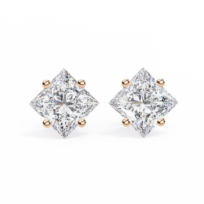 Princess Cut 2.5 Carat Lab Diamond Studs – Classic Elegance