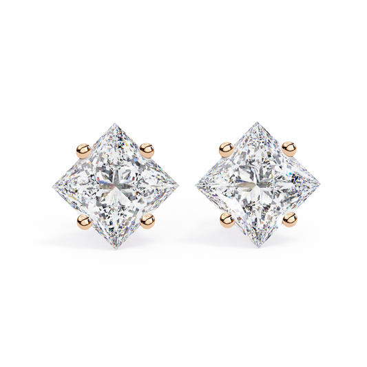 Princess Cut 2.5 Carat Lab Diamond Studs – Classic Elegance