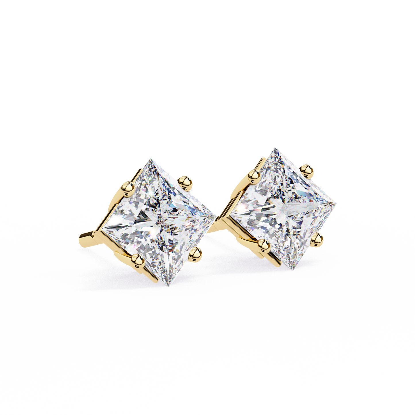 Princess Cut 2.5 Carat Lab Diamond Studs – Classic Elegance