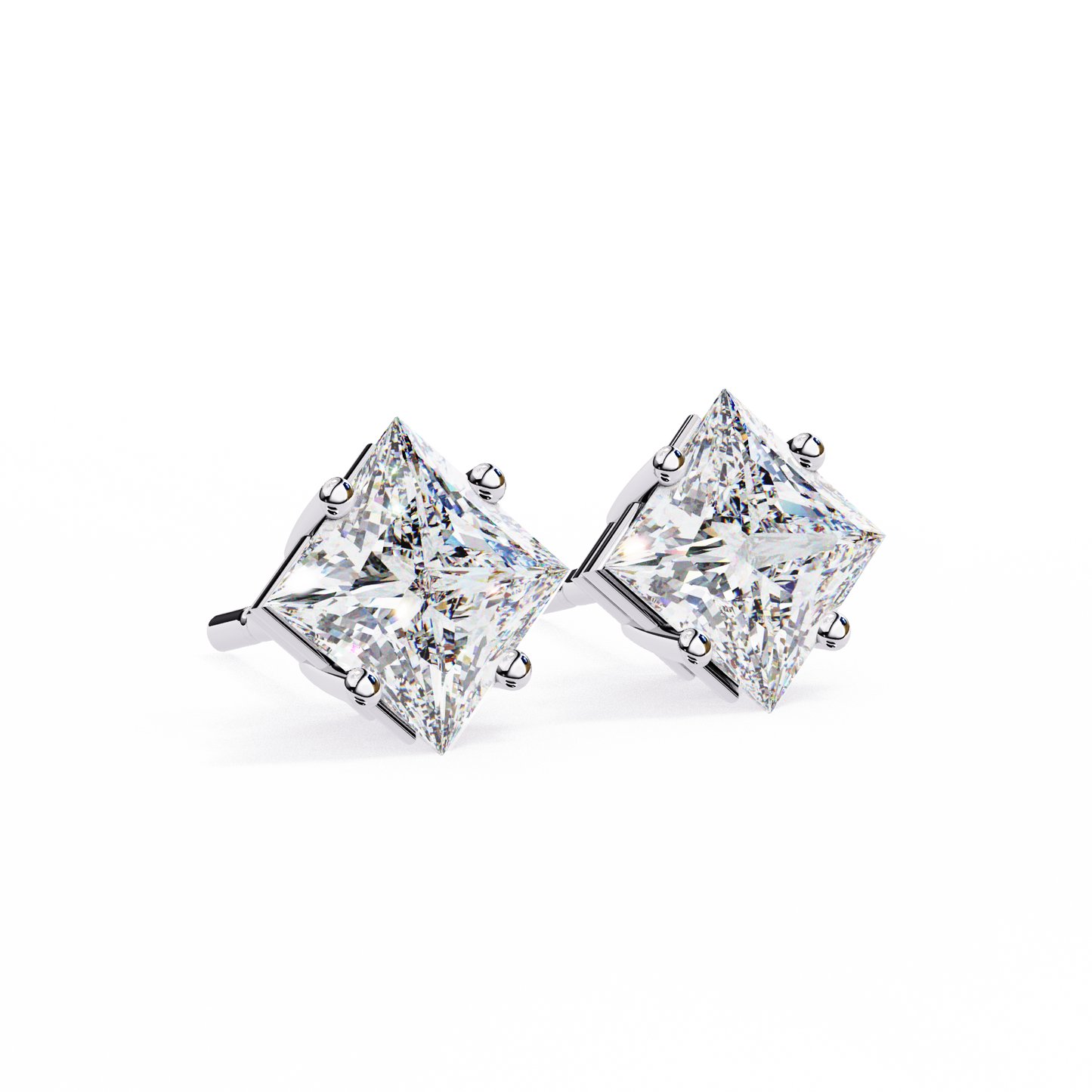 Princess Cut 2.5 Carat Lab Diamond Studs – Classic Elegance