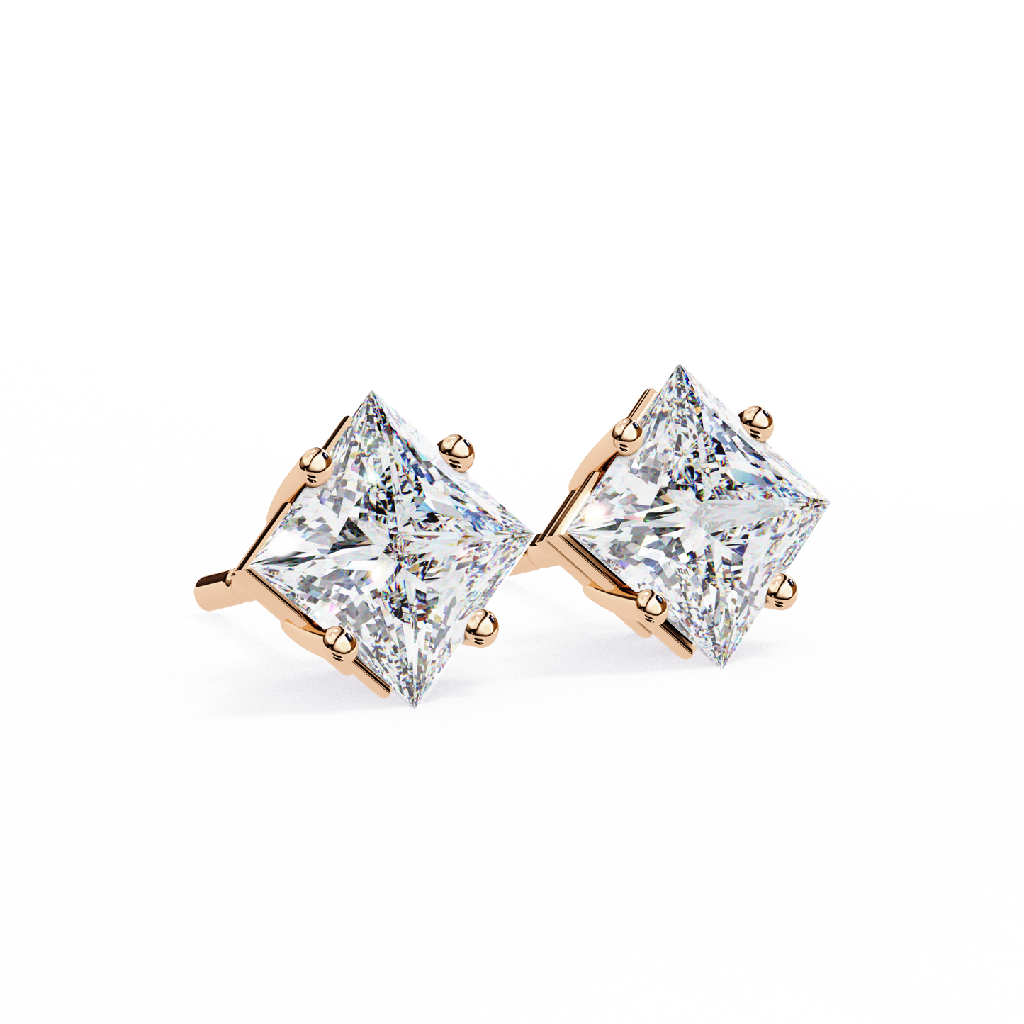 Princess Cut 2.5 Carat Lab Diamond Studs – Classic Elegance