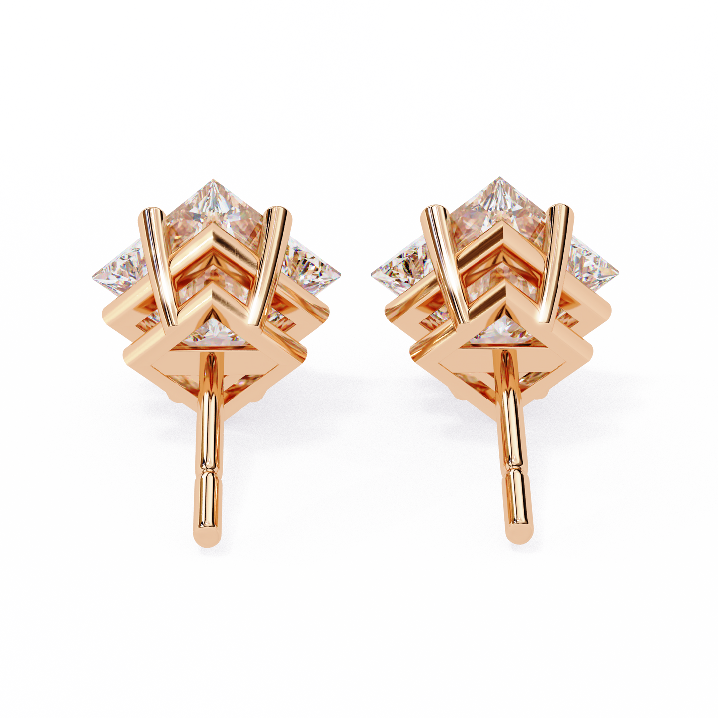 Princess Cut 2.5 Carat Lab Diamond Studs – Classic Elegance