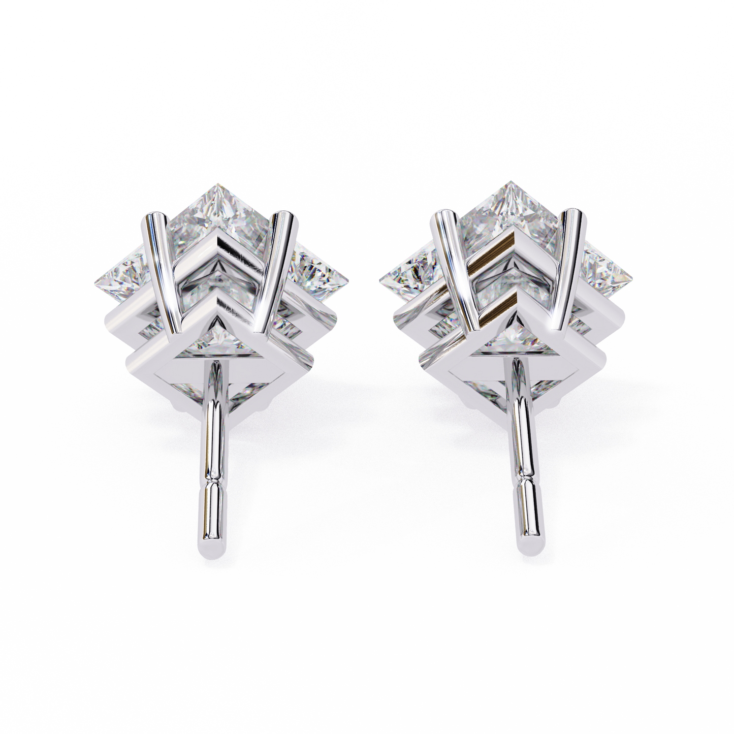Princess Cut 2.5 Carat Lab Diamond Studs – Classic Elegance