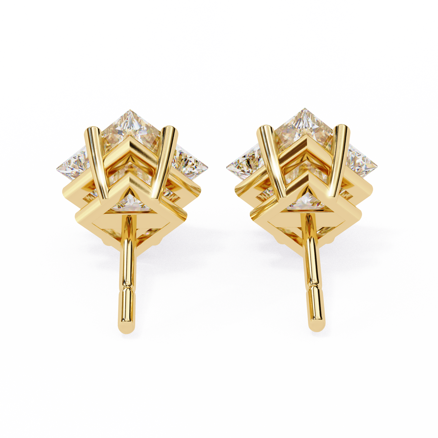Princess Cut 2.5 Carat Lab Diamond Studs – Classic Elegance