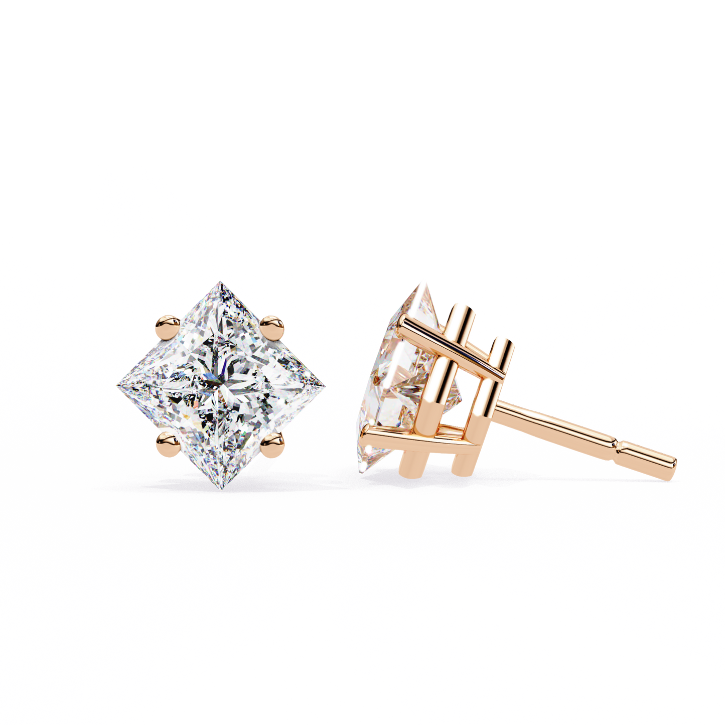 Princess Cut 2.5 Carat Lab Diamond Studs – Classic Elegance