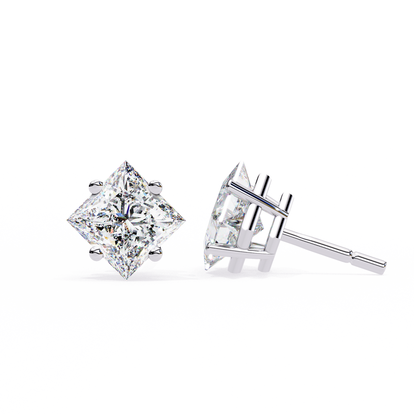 Princess Cut 2.5 Carat Lab Diamond Studs – Classic Elegance