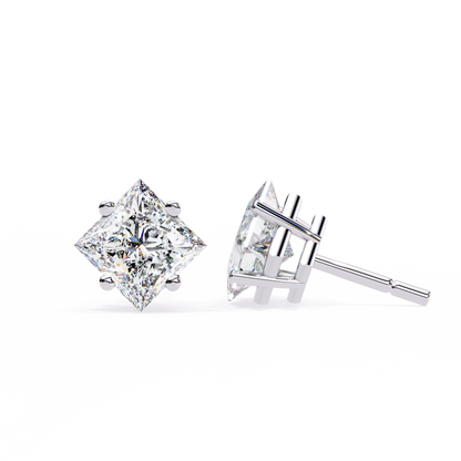 Princess Cut 2.5 Carat Lab Diamond Studs – Classic Elegance